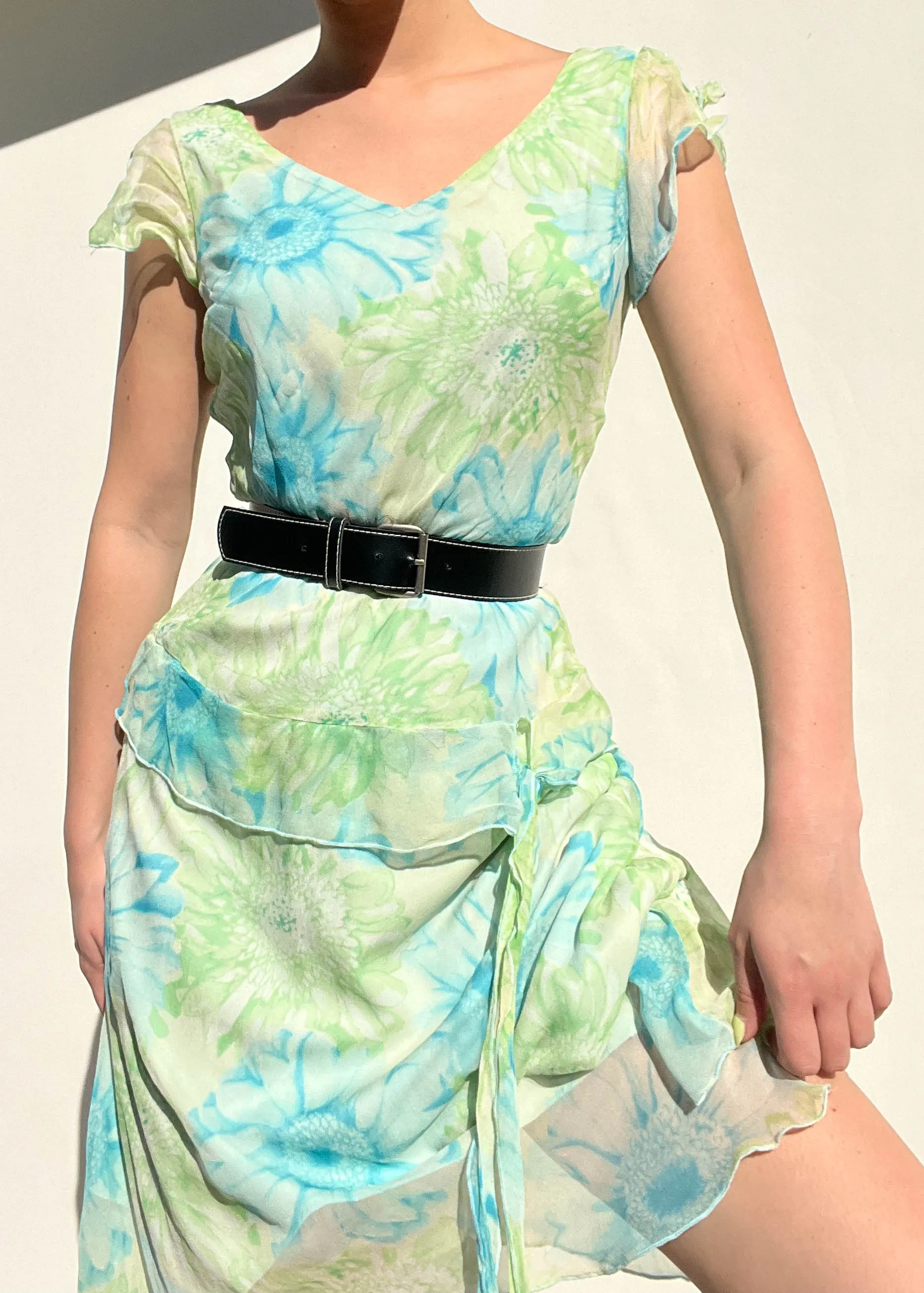 Y2k Floral Fairy Mesh Midi Dress (M)