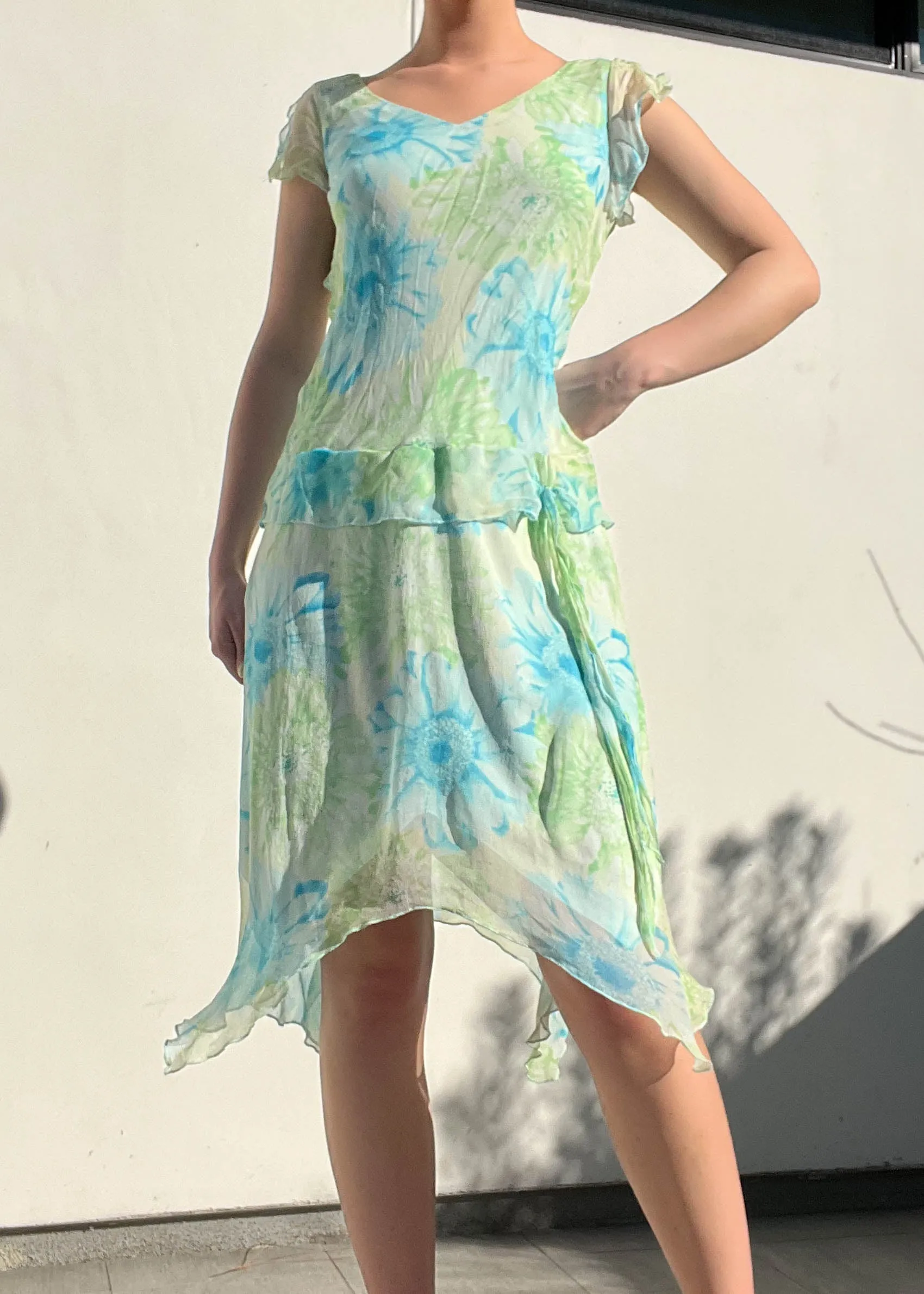 Y2k Floral Fairy Mesh Midi Dress (M)